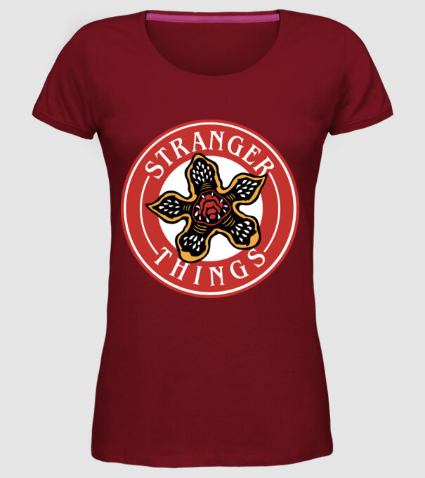 stranger things logo bucks model bordo pe tricou