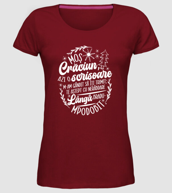 Moş Crăciun model bordo pe tricou
