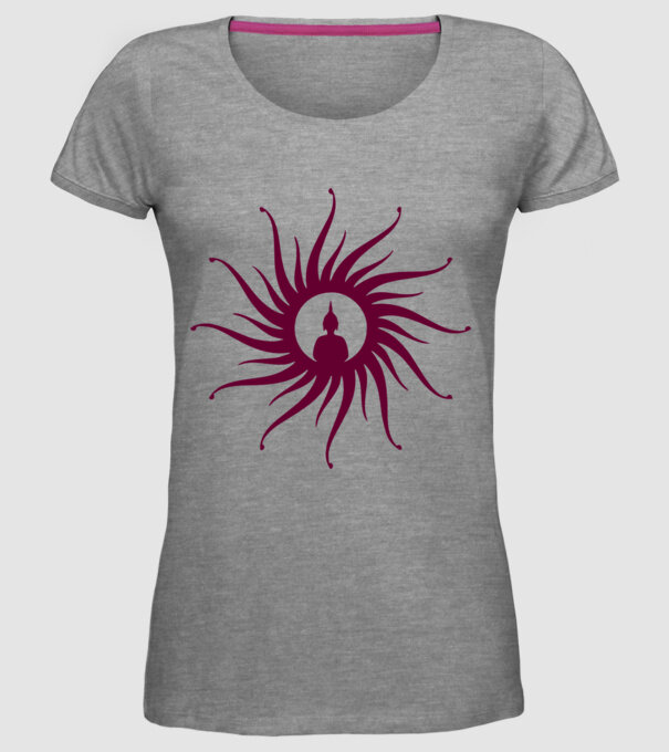 buddha circle model gri pe tricou