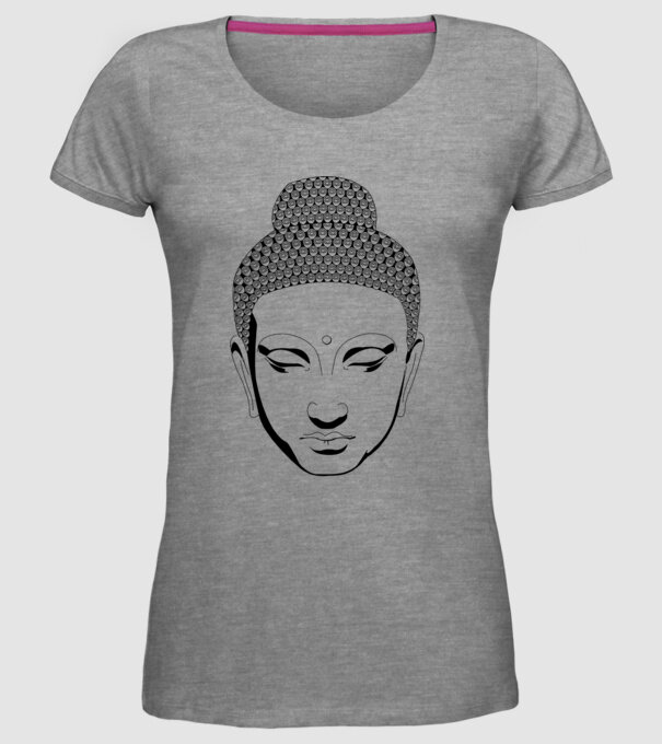 buddhas head model gri pe tricou