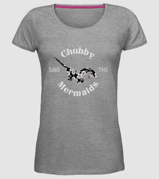 Chubby mermaid model gri pe tricou