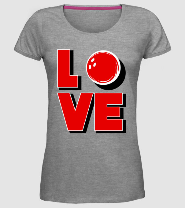 Love bowling model gri pe tricou