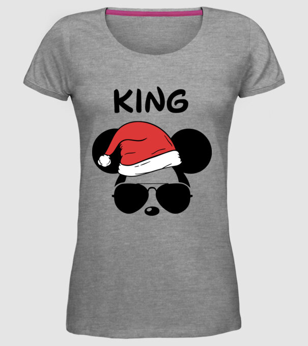 mickey santa king model gri pe tricou