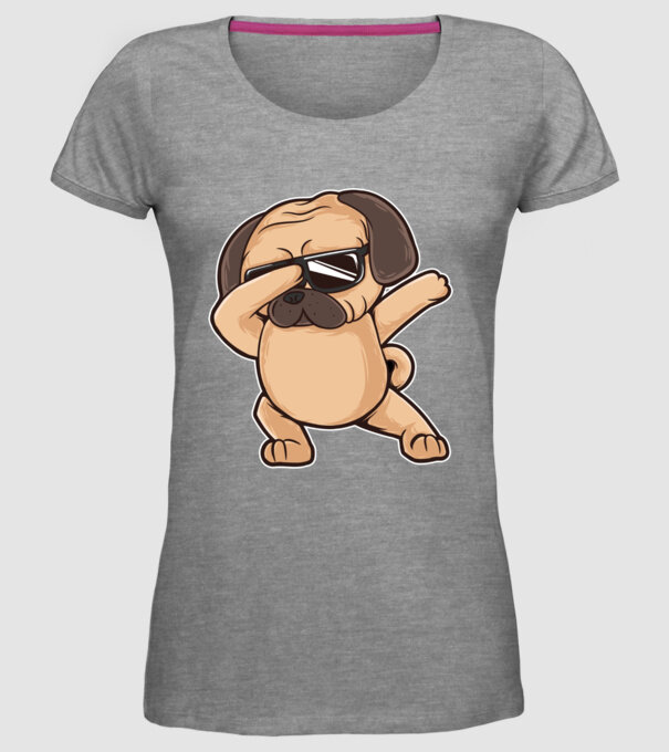 Mops DAB model gri pe tricou