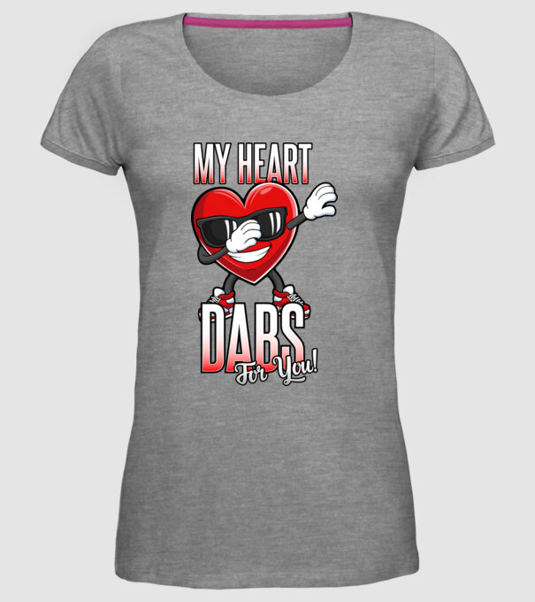 My Heart Dabs For You model gri pe tricou