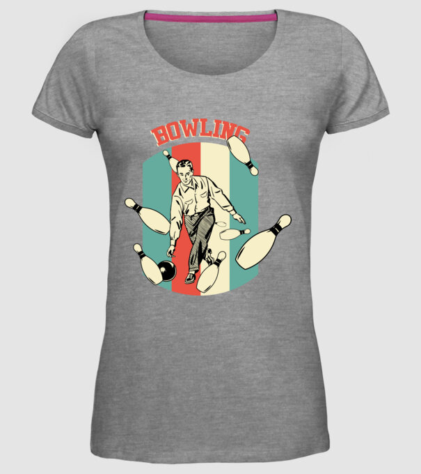 Retro Bowling model gri pe tricou