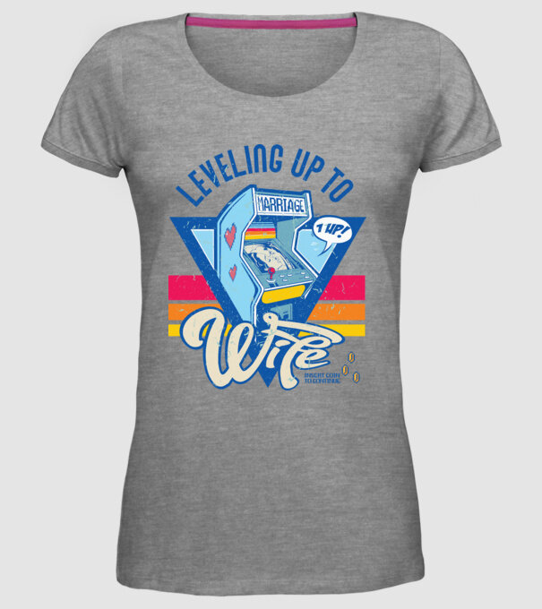 Retro gamer engaged level up to wife model gri pe tricou