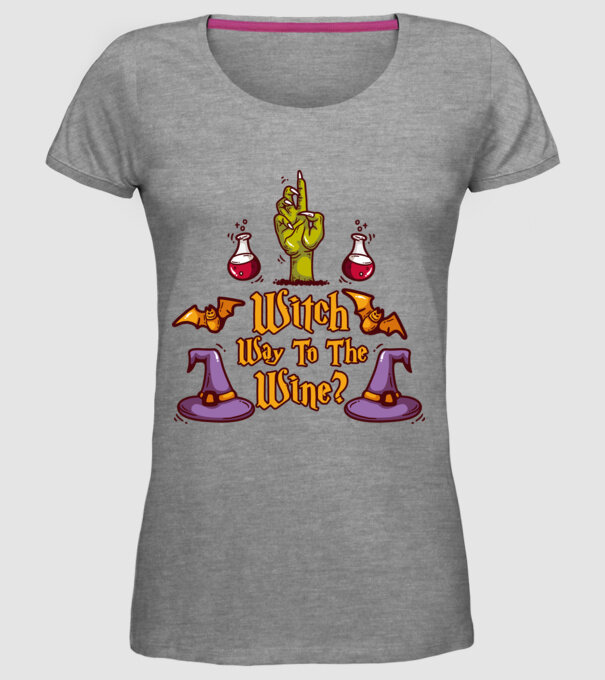 Witch way to the wine model gri pe tricou