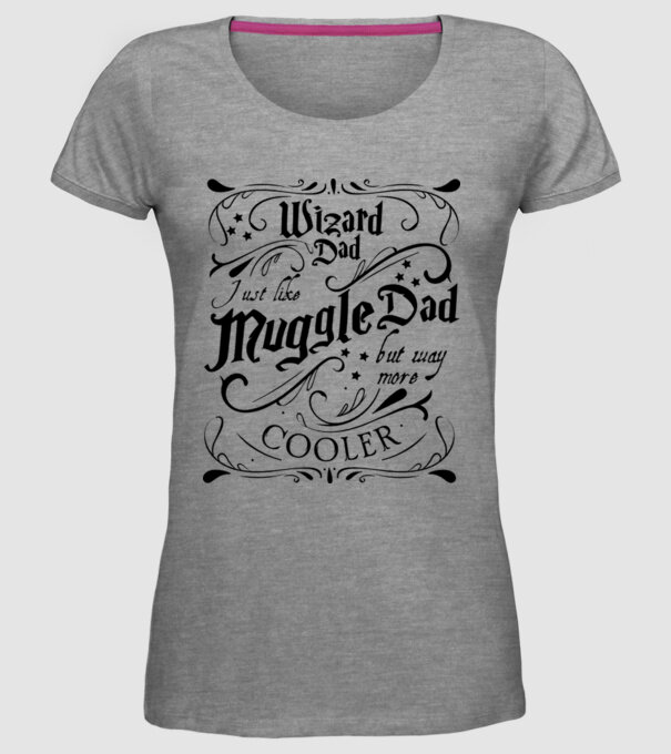 Wizard dad model gri pe tricou