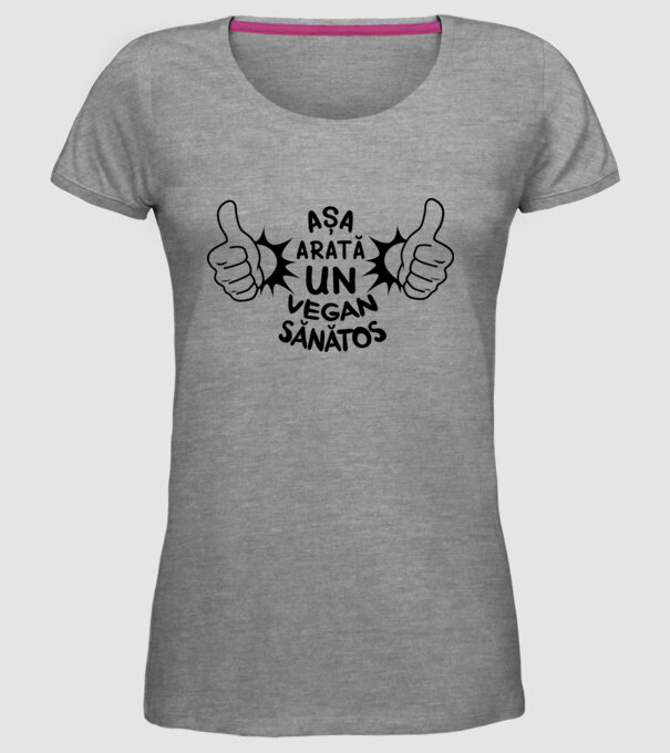 Așa arată un VEGAN sănătos model gri pe tricou