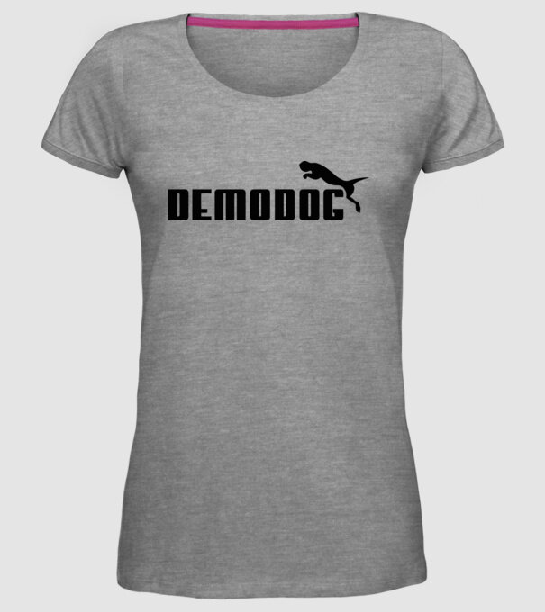 demodog logo black model gri pe tricou