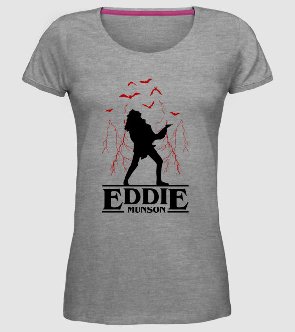 eddie munson stranger things model gri pe tricou