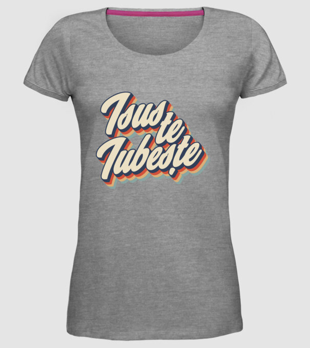 Isus te iubește model gri pe tricou