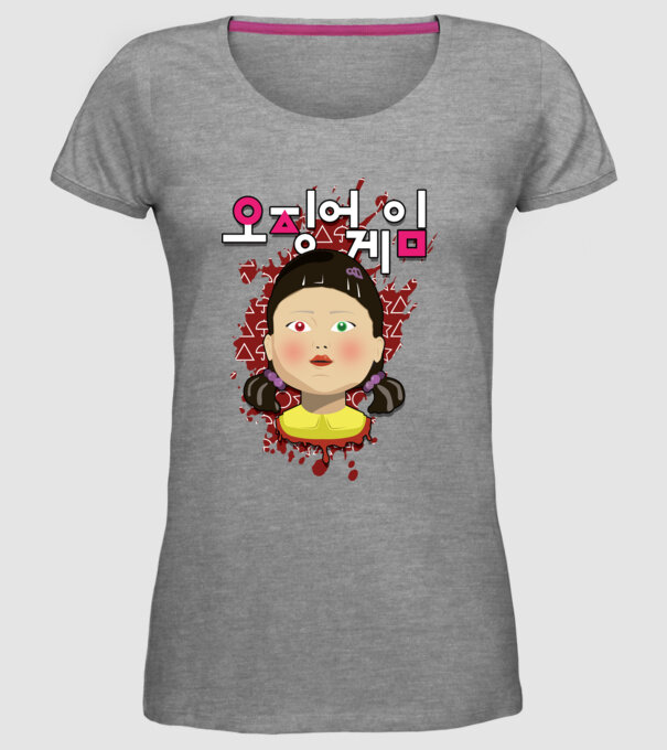 red light green light doll model gri pe tricou