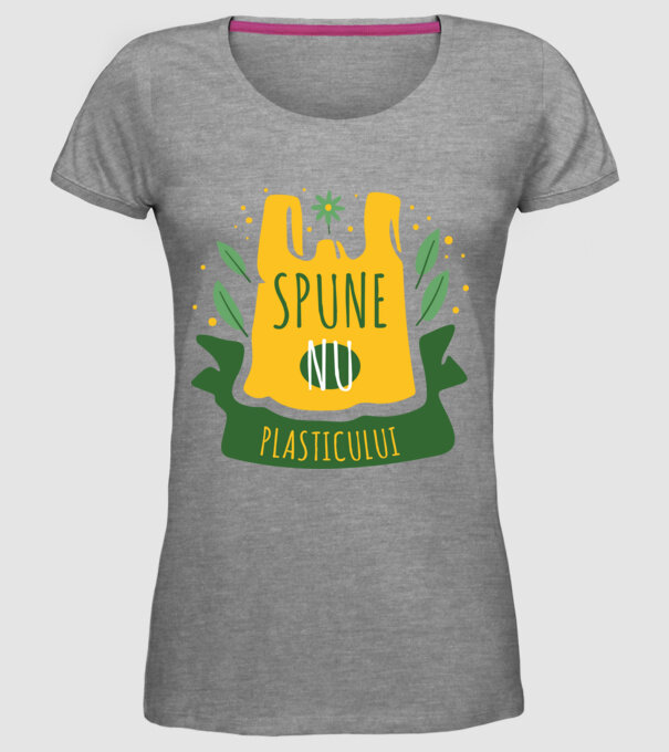 spune nu plasticului model gri pe tricou