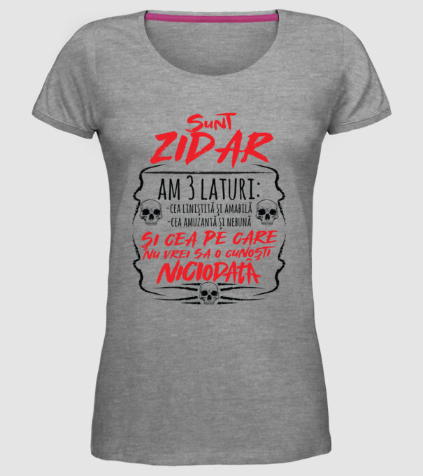 sunt zidar am 3 laturi model gri pe tricou