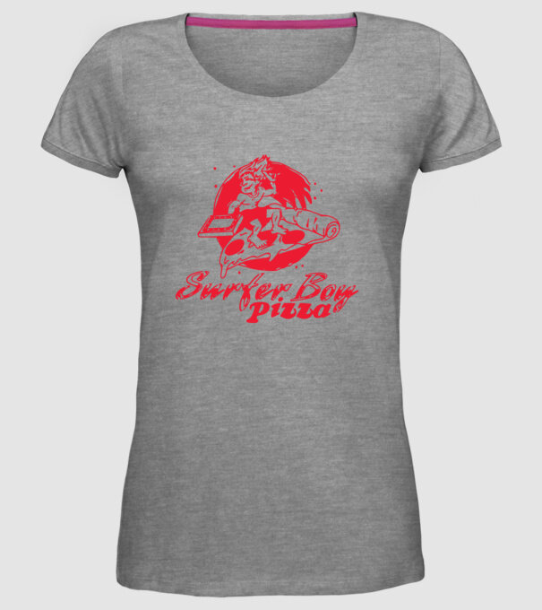 surfer boy pizza stranger things model gri pe tricou