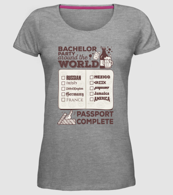 Bachelor Party World tour model gri pe tricou