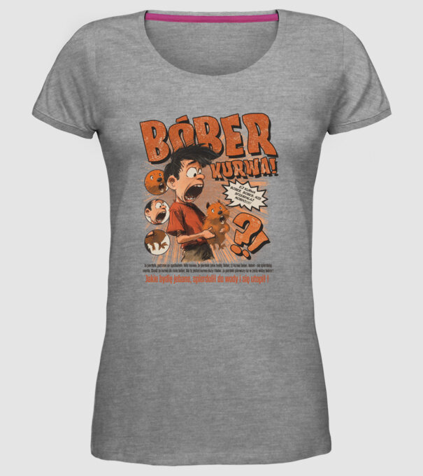 Bobr Kurwa comic model gri pe tricou