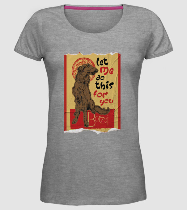 BORZOI retro poster chat noir poster texture model gri pe tricou