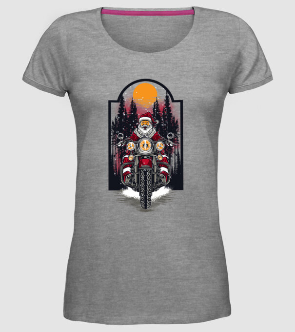 Motor santa model gri pe tricou