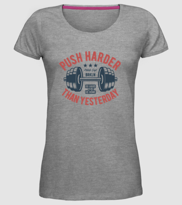 push harder model gri pe tricou