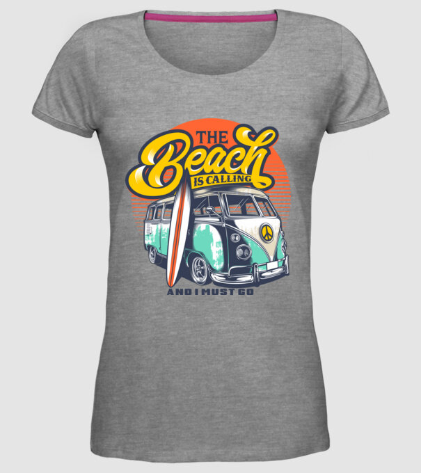 The Beach is Calling model gri pe tricou