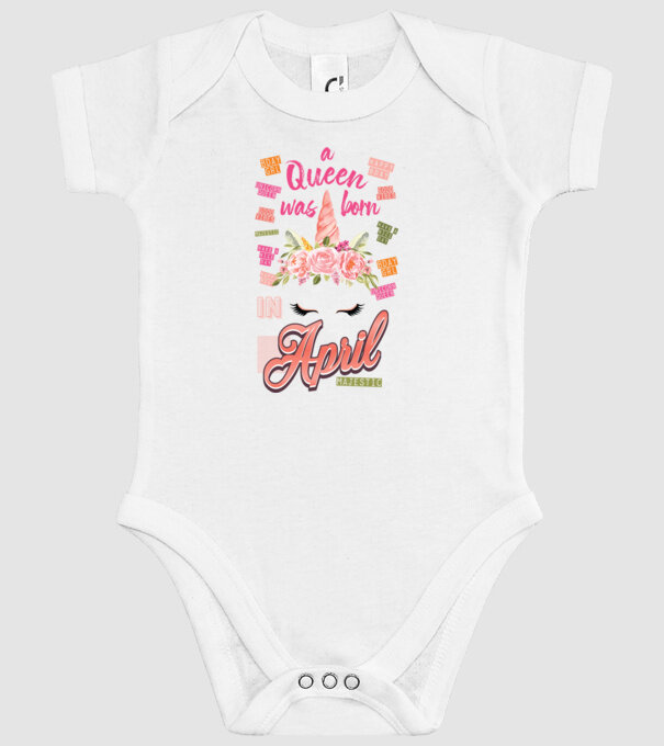 A queen was born in ÁPRILIS model alb pe tricou