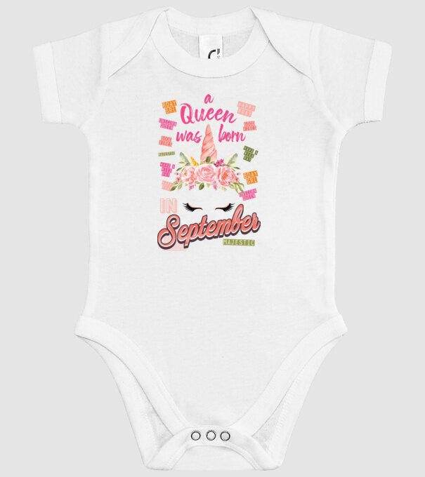 A queen was born in SZEPTEMBER model alb pe tricou