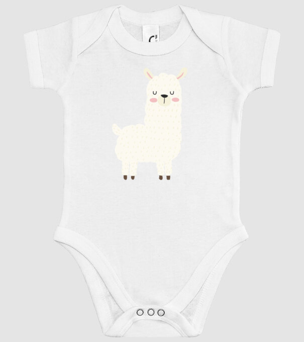 Alpaca model alb pe tricou