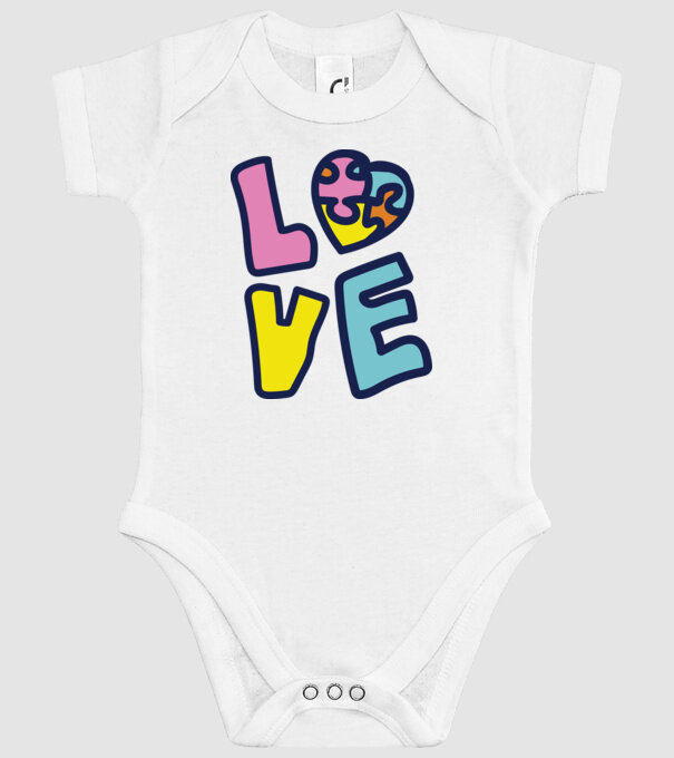 Ziua Mondială a Autismului LOVE model alb pe tricou
