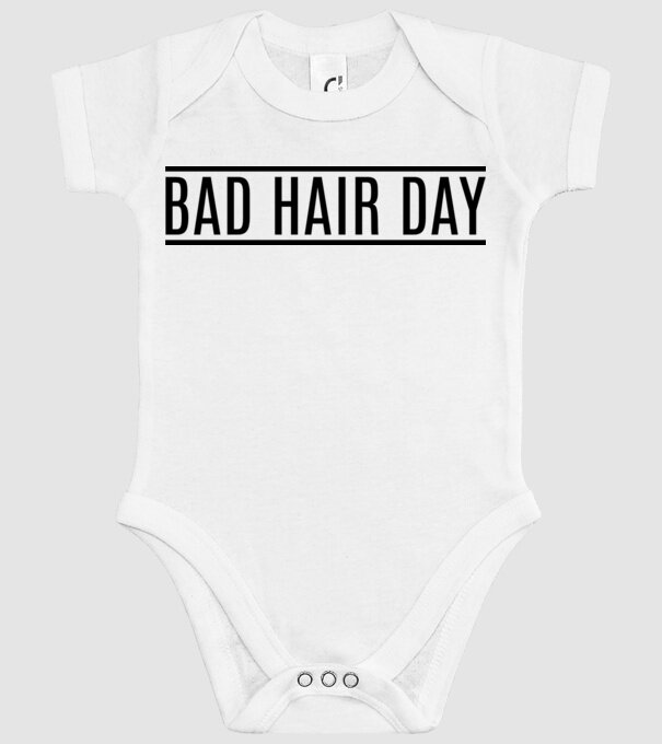 Bad hair day model alb pe tricou