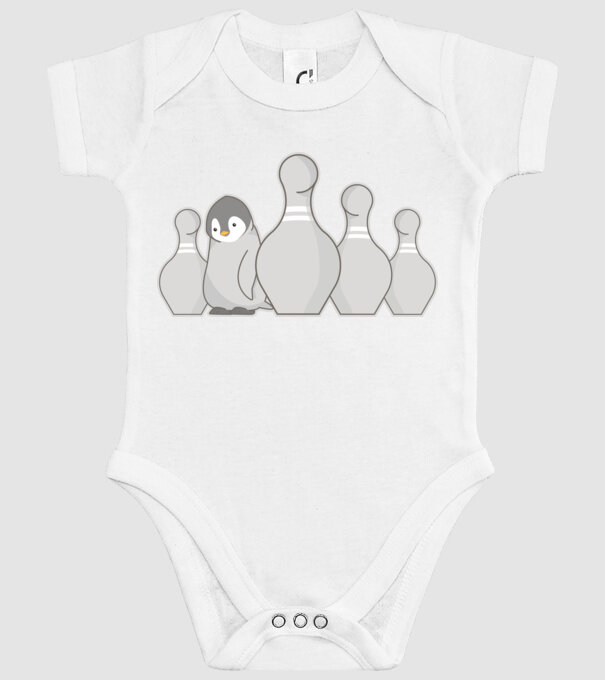 Bowling pinguin model alb pe tricou
