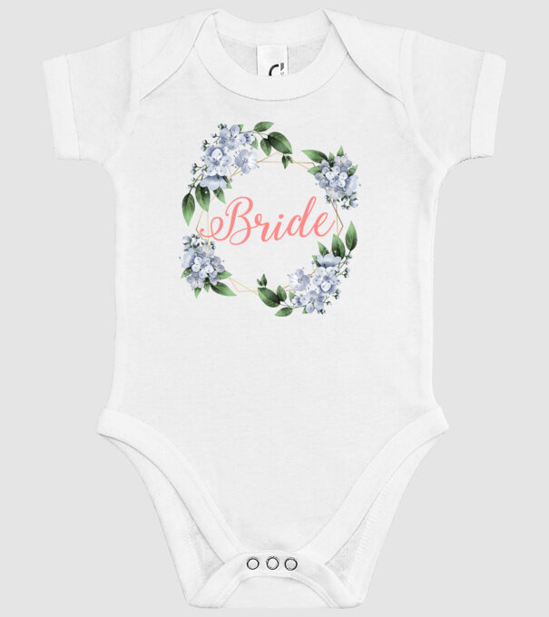 BRIDE blue floral model alb pe tricou