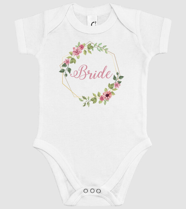 BRIDE pink floral model alb pe tricou