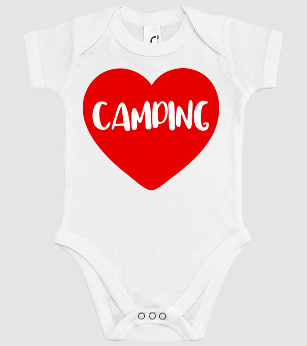 Camping heart model alb pe tricou