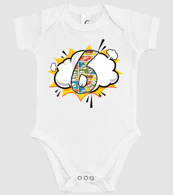 Birthday Comic Number 6 model alb pe tricou