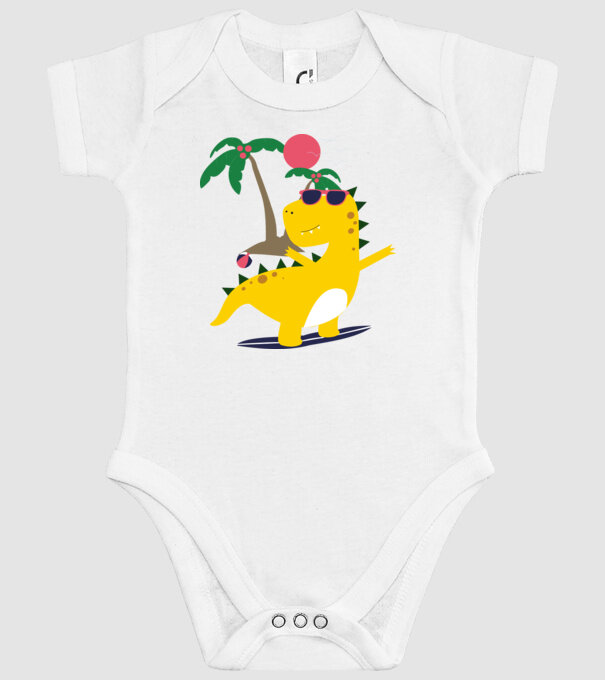 dinozaur drăguț vară model alb pe tricou