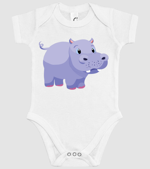 Hipopotam drăguț model alb pe tricou