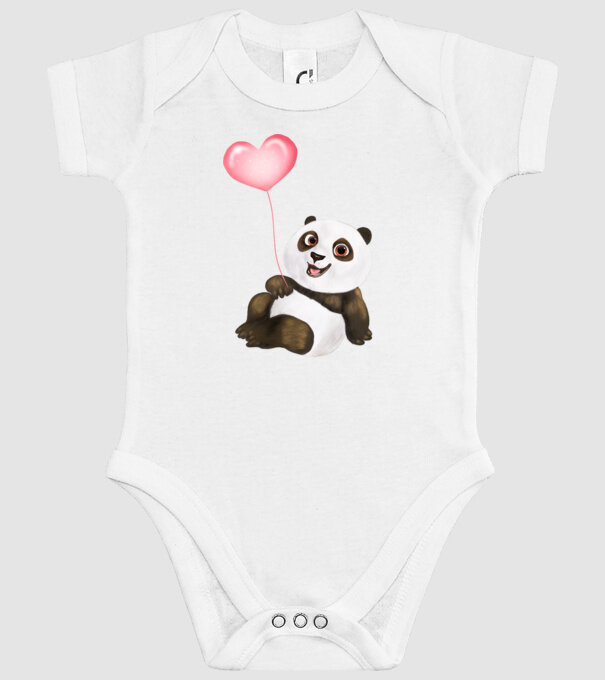 Cute panda with heart model alb pe tricou