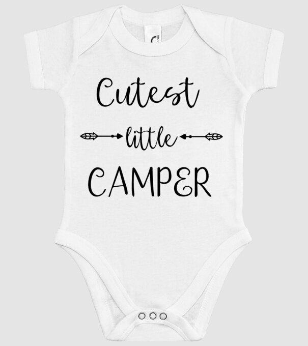 Cutest little camper model alb pe tricou