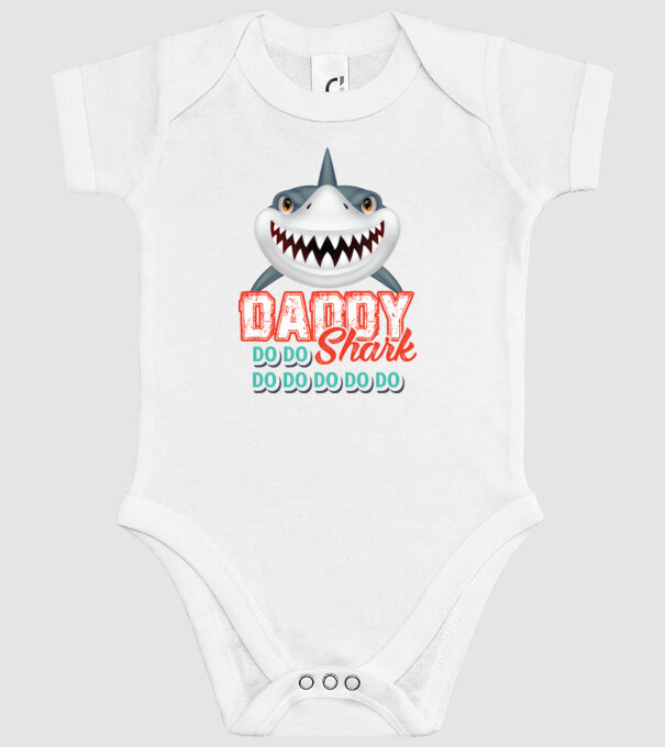 Daddy shark model alb pe tricou