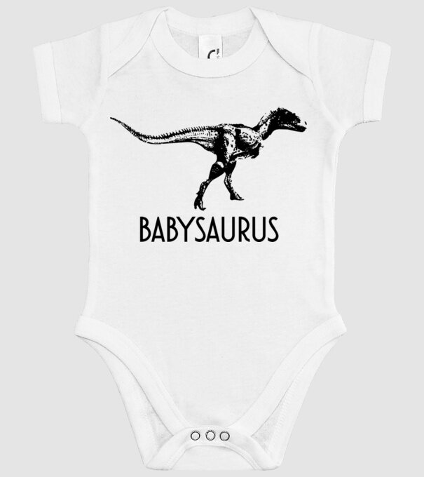 Familia de dinozauri Babysaurus model alb pe tricou