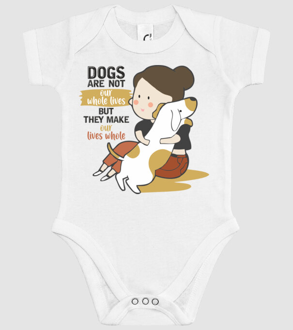 Dogs make our lives whole model alb pe tricou