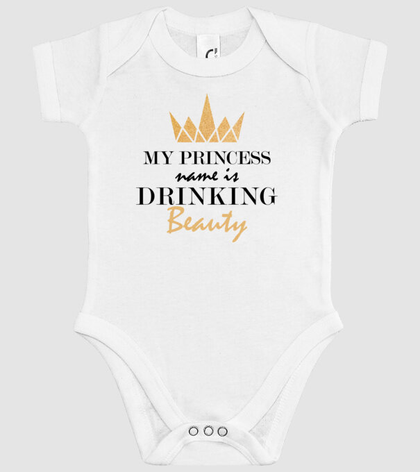 Drinking beauty gold model alb pe tricou