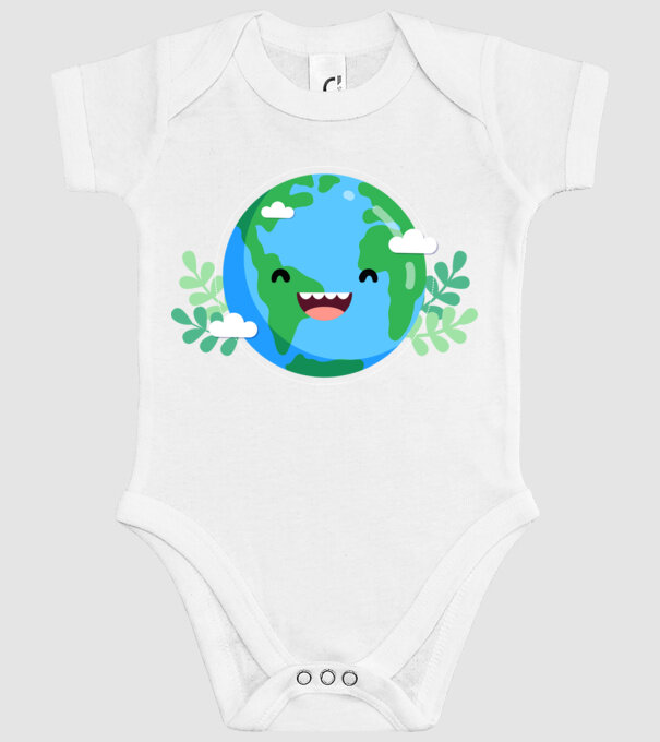 Earth smiley model alb pe tricou