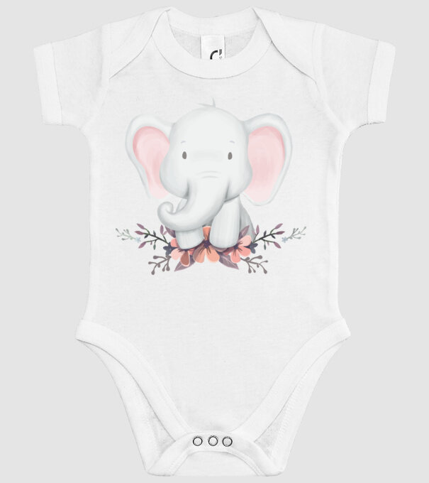 Elefant cu flori model alb pe tricou