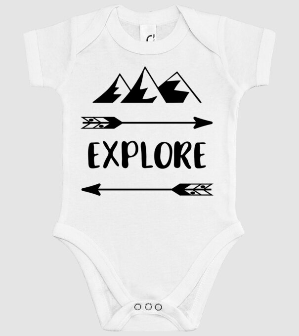Explore mountains model alb pe tricou