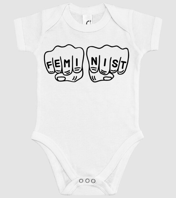 Feminist model alb pe tricou