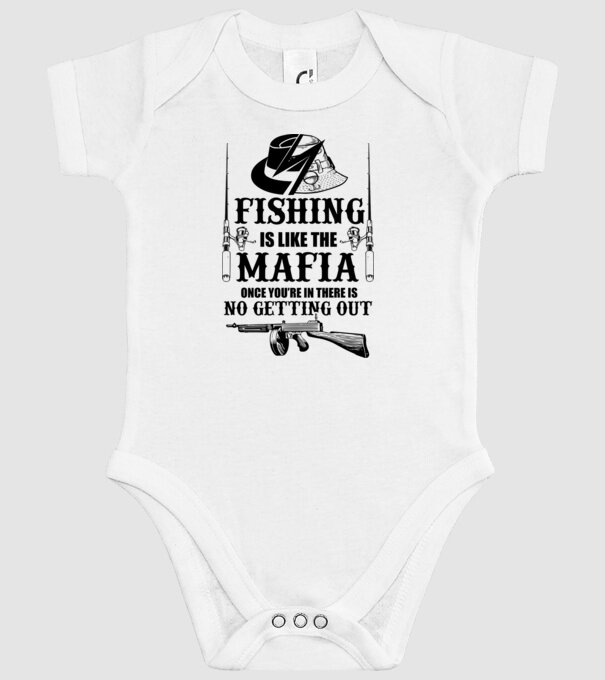 Fishing is like mafia model alb pe tricou